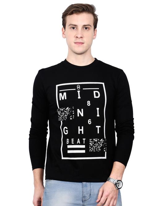 black typographic front print t-shirt - 16106175 - Standard Image - 1