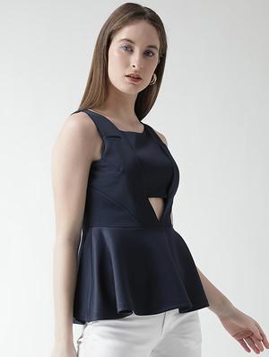 cut out detail peplum top - 16106227 - Standard Image - 2