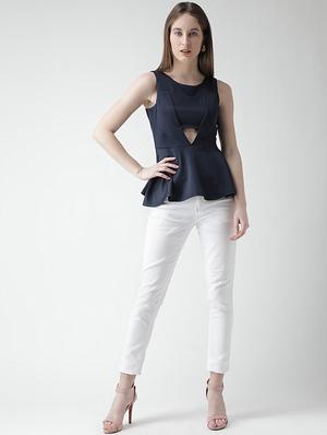 cut out detail peplum top - 16106227 - Standard Image - 4