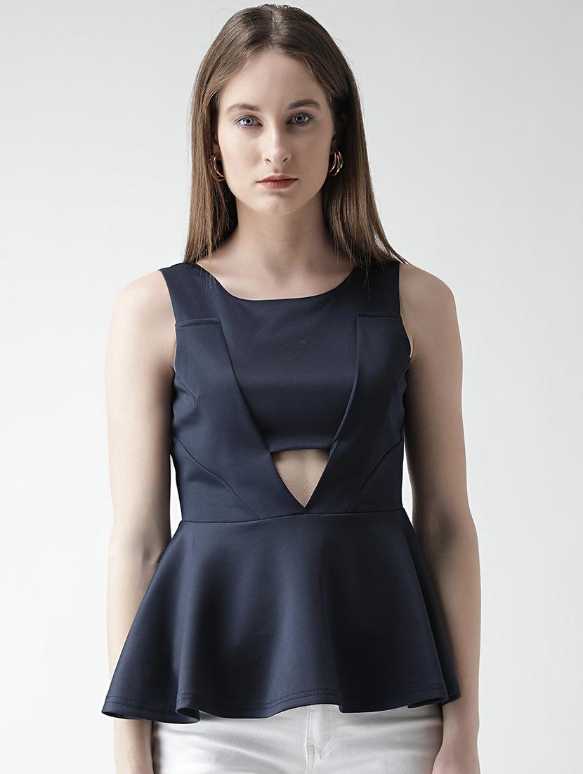 cut out detail peplum top - 16106227 - Zoom Image - 1