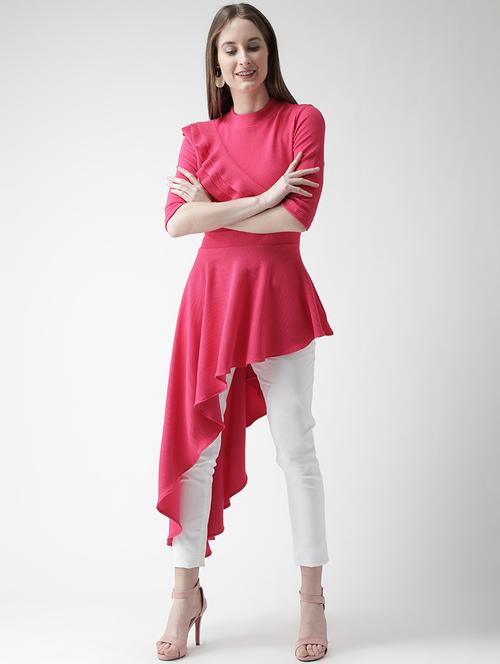 ruffle detail asymmetric tunic - 16106229 - Standard Image - 1