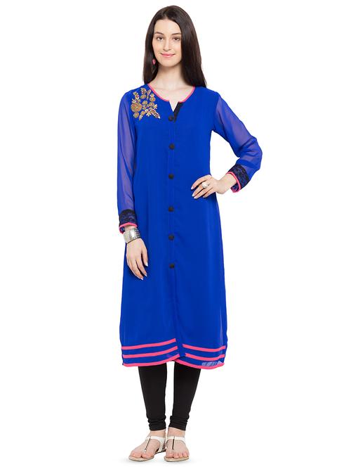 gold zardozi straight kurta - 16106455 - Standard Image - 1