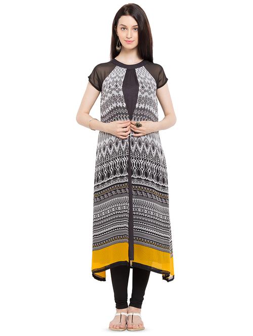 printed a-line kurta - 16106463 - Standard Image - 1