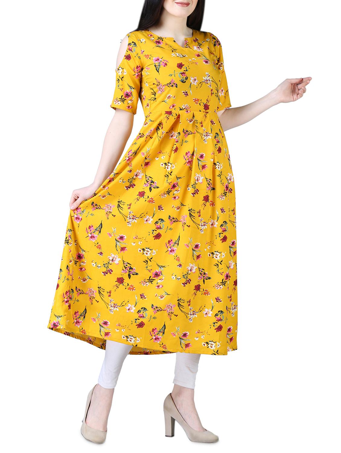 floral flared kurta - 16106691 - Zoom Image - 2
