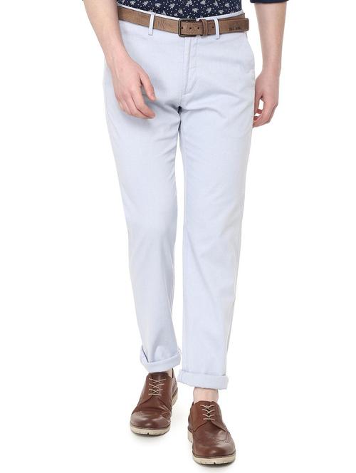light blue textured chinos - 16106832 - Standard Image - 1