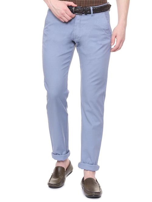 blue solid chinos - 16106853 - Standard Image - 1