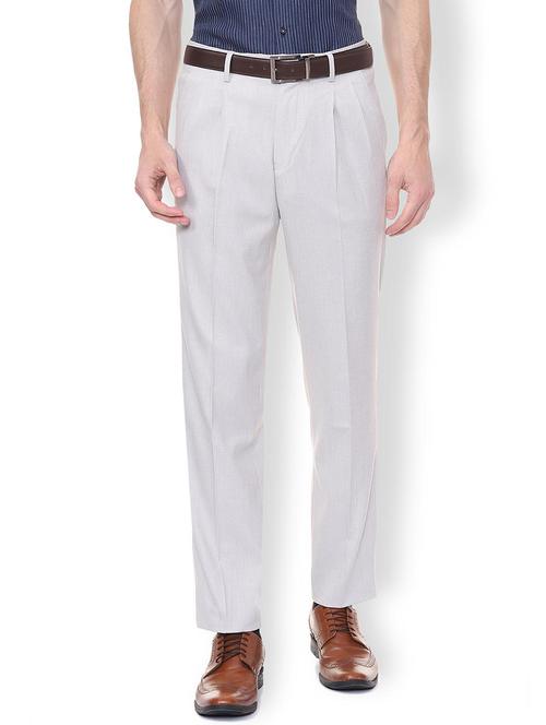 white polyester blend pleated formal trouser - 16106881 - Standard Image - 1
