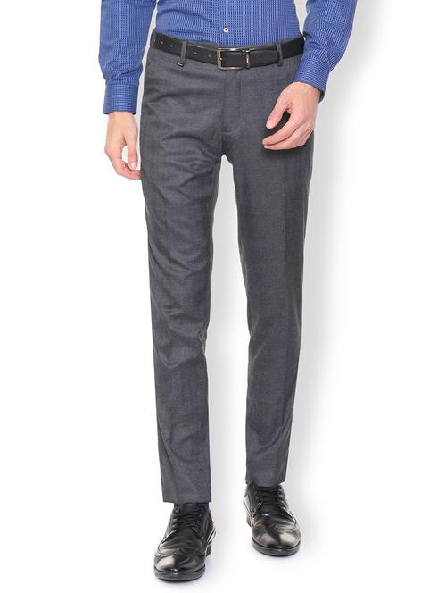 grey polyester blend flat front formal trouser - 16106902 - Standard Image - 1