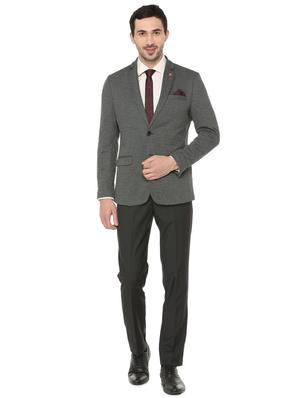 grey solid single breasted formal blazer - 16106914 - Standard Image - 3