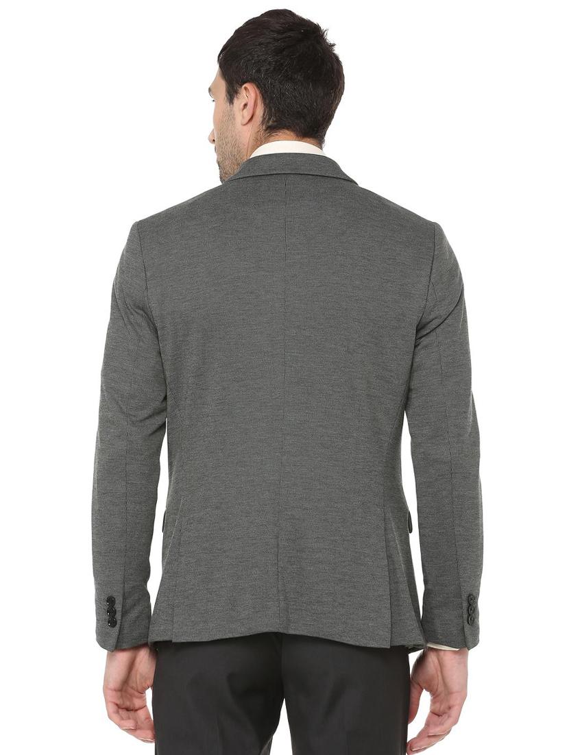 grey solid single breasted formal blazer - 16106914 - Zoom Image - 2