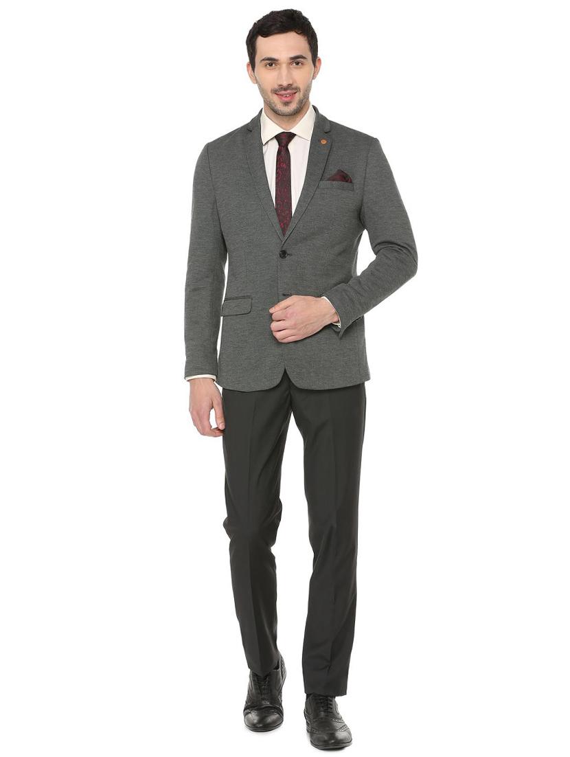 grey solid single breasted formal blazer - 16106914 - Zoom Image - 3