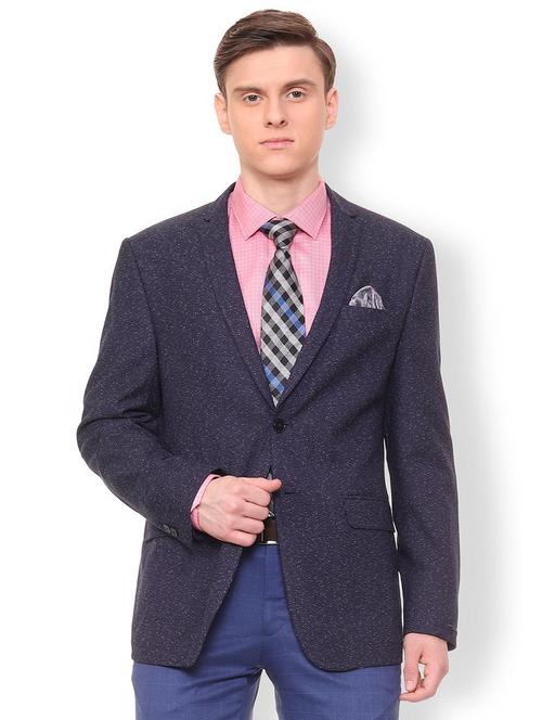 blue polyester casual blazer - 16106925 - Standard Image - 1