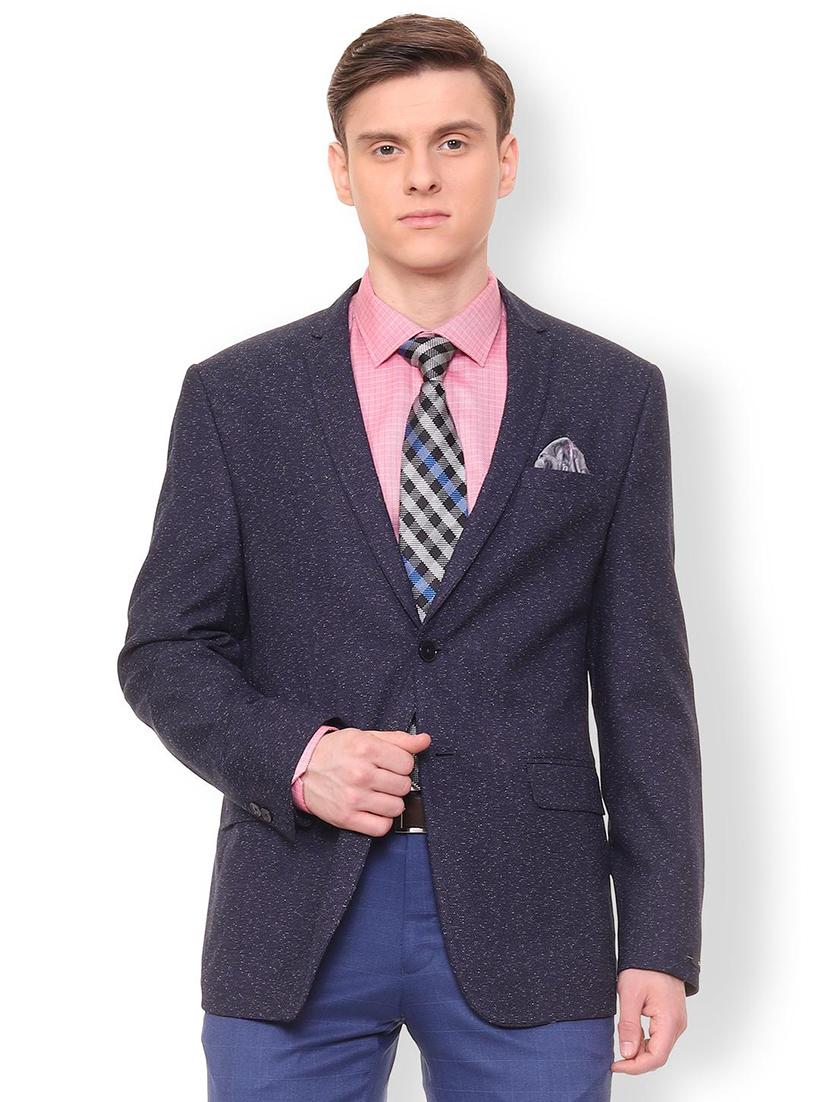 blue polyester casual blazer - 16106925 - Zoom Image - 1