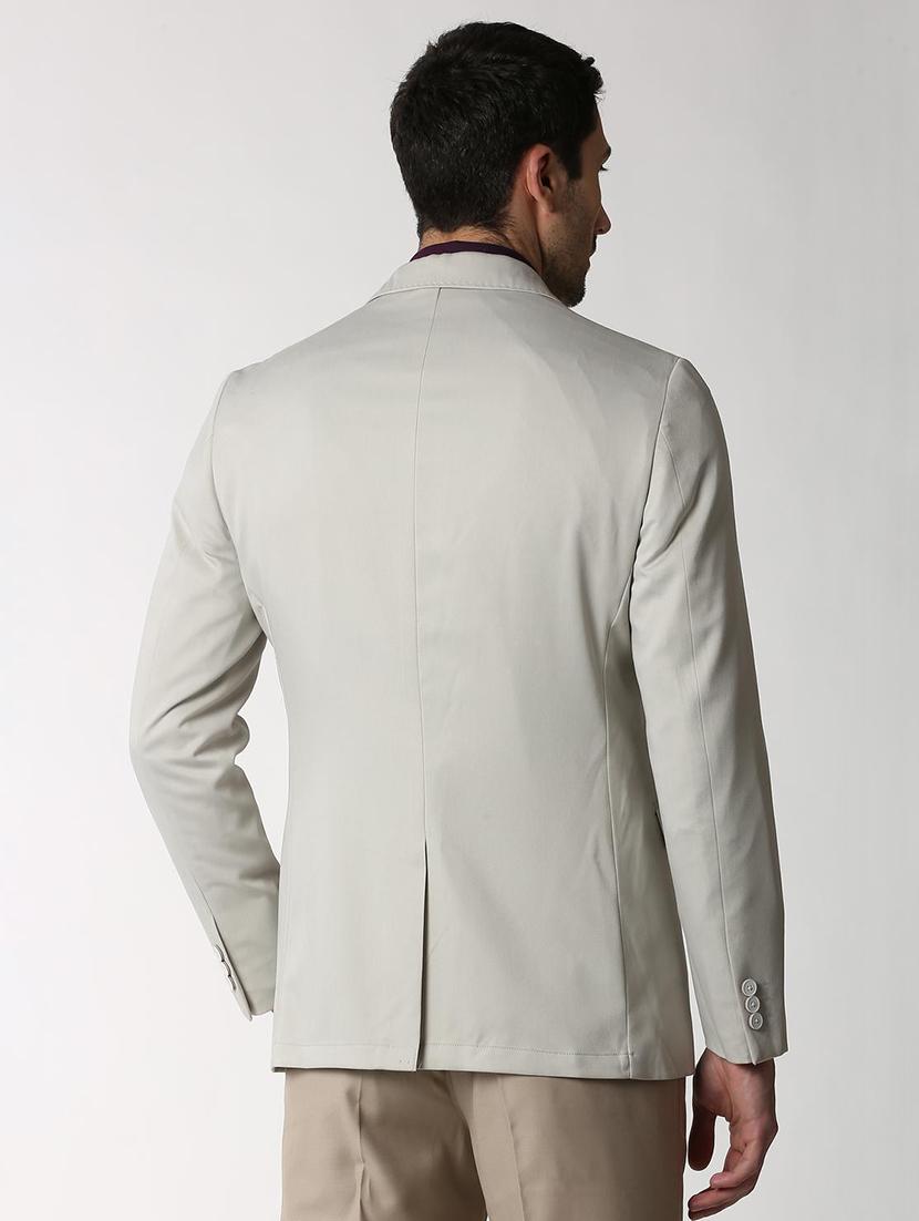 beige solid single breasted formal blazer - 16106928 - Zoom Image - 3