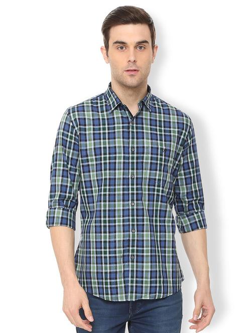 blue checkered casual shirt - 16106963 - Standard Image - 1
