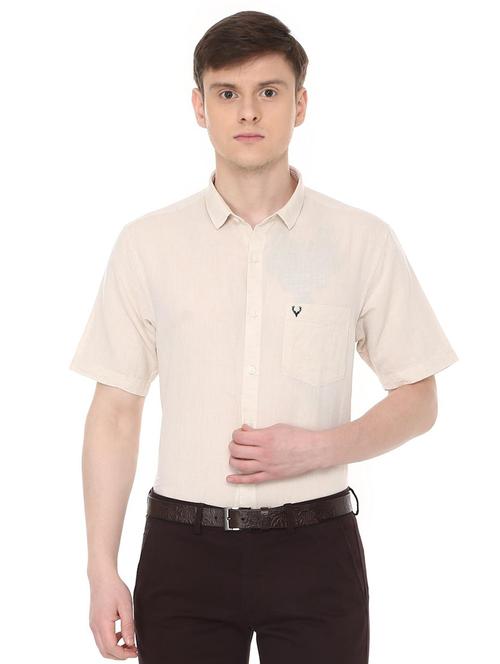 beige solid formal shirt - 16107013 - Standard Image - 1