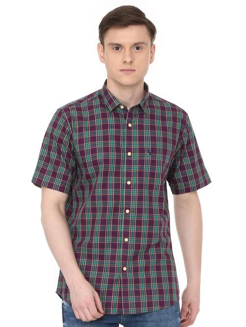 purple checkered casual shirt - 16107016 - Standard Image - 1