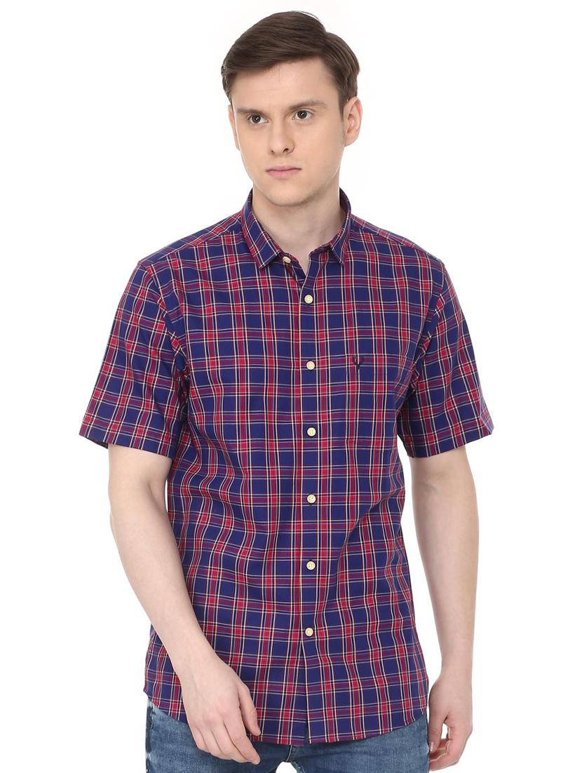 blue checkered casual shirt - 16107018 - Zoom Image - 1
