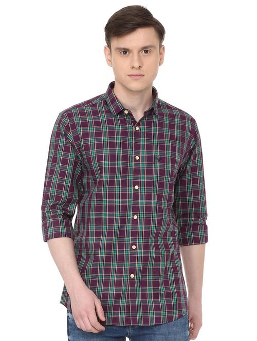 purple checkered casual shirt - 16107024 - Standard Image - 1