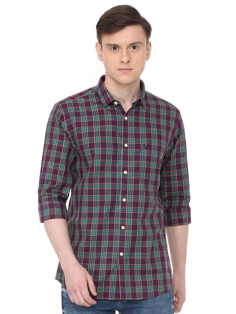 purple checkered casual shirt - 16107024 - Zoom Image - 1