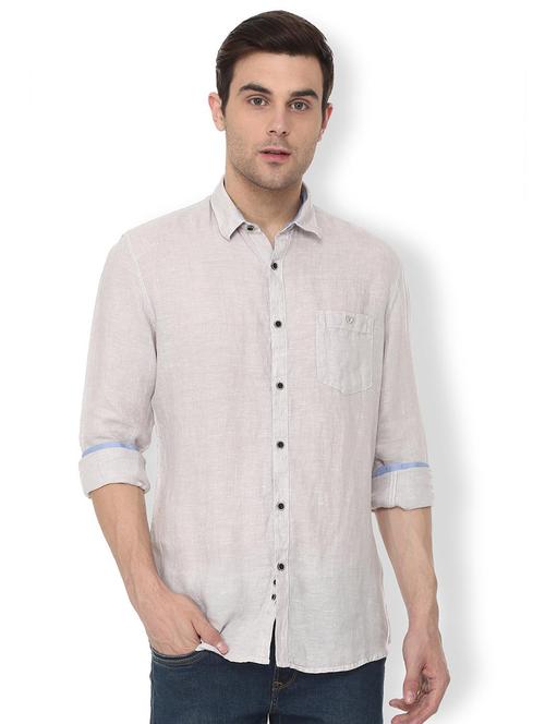 white linen casual shirt - 16107079 - Standard Image - 1