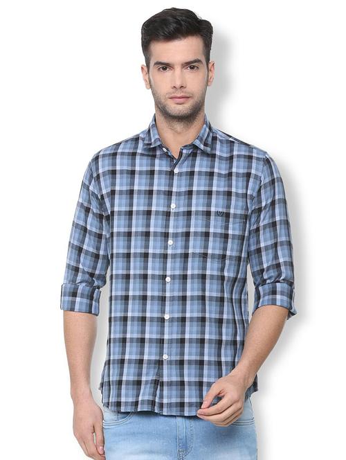 blue checkered casual shirt - 16107094 - Standard Image - 1