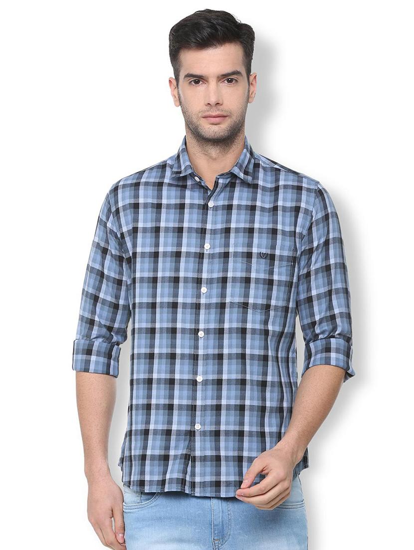 blue checkered casual shirt - 16107094 - Zoom Image - 1