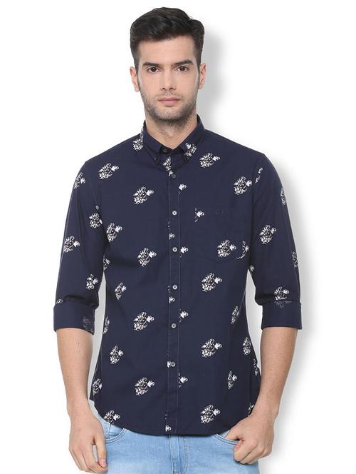 navy blue printed casual shirt - 16107101 - Standard Image - 1
