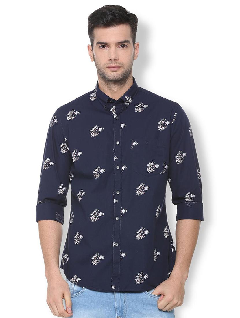 navy blue printed casual shirt - 16107101 - Zoom Image - 1