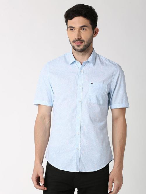 blue printed casual shirt - 16107116 - Standard Image - 1