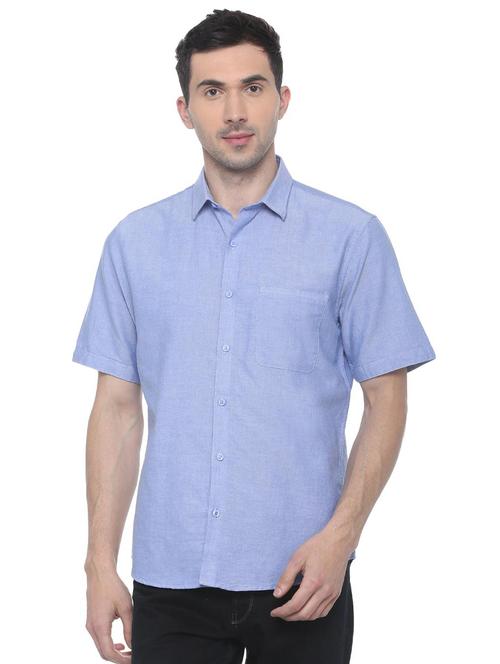 blue solid casual shirt - 16107124 - Standard Image - 1