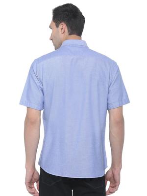blue solid casual shirt - 16107124 - Standard Image - 2