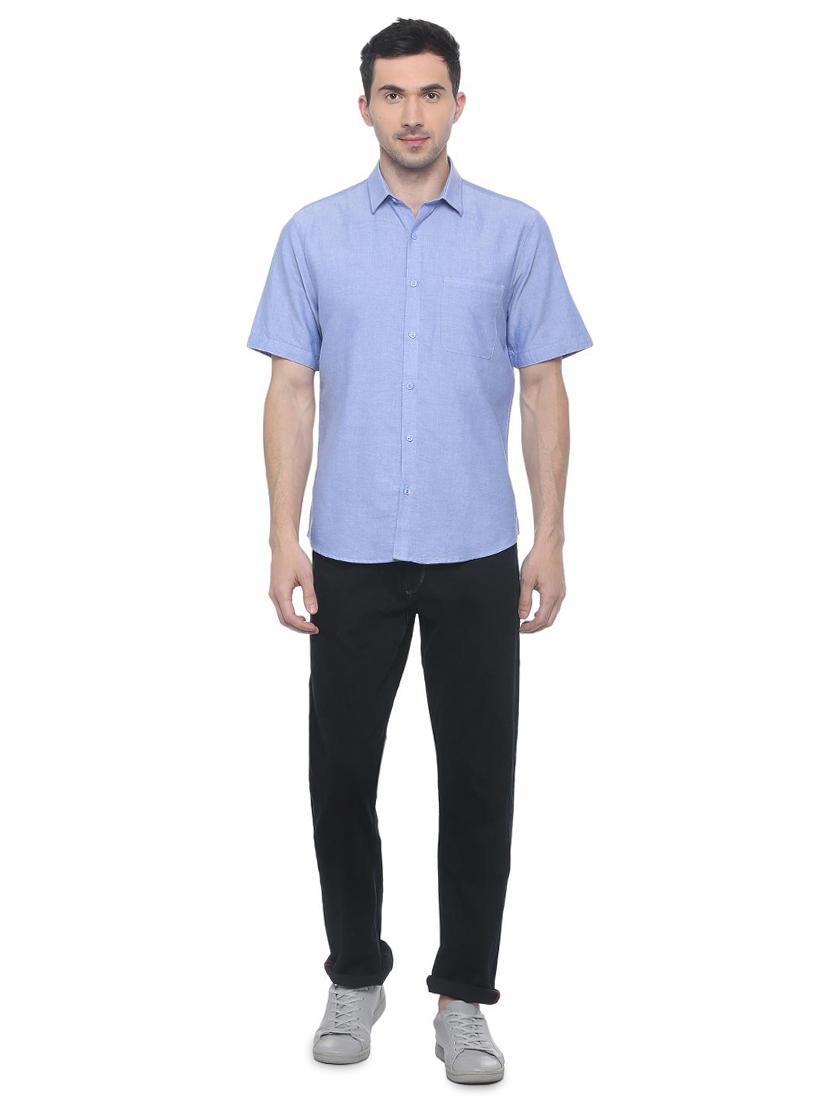 blue solid casual shirt - 16107124 - Zoom Image - 3
