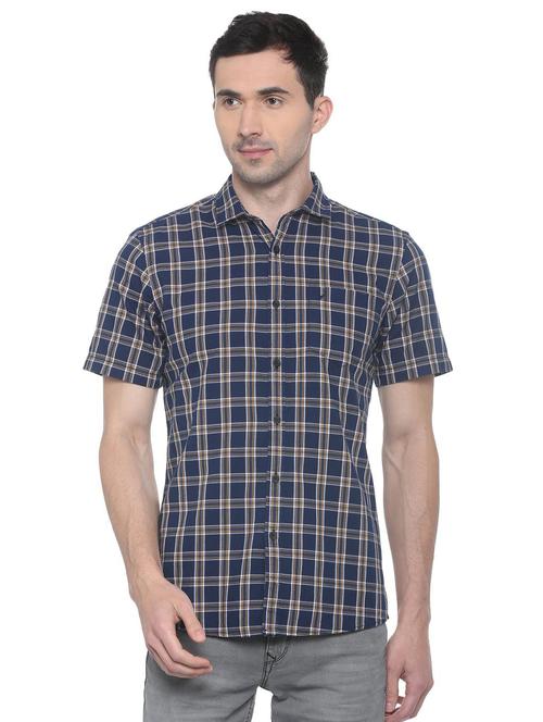 blue checkered casual shirt - 16107129 - Standard Image - 1