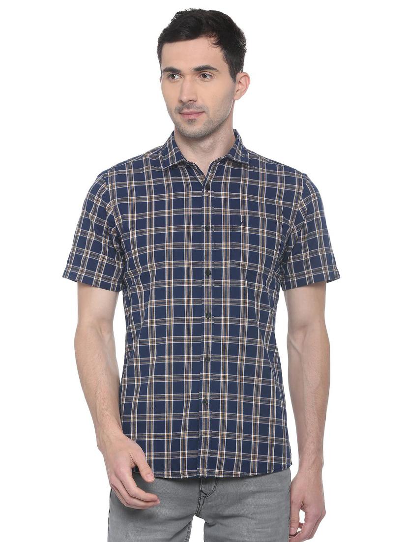 blue checkered casual shirt - 16107129 - Zoom Image - 1