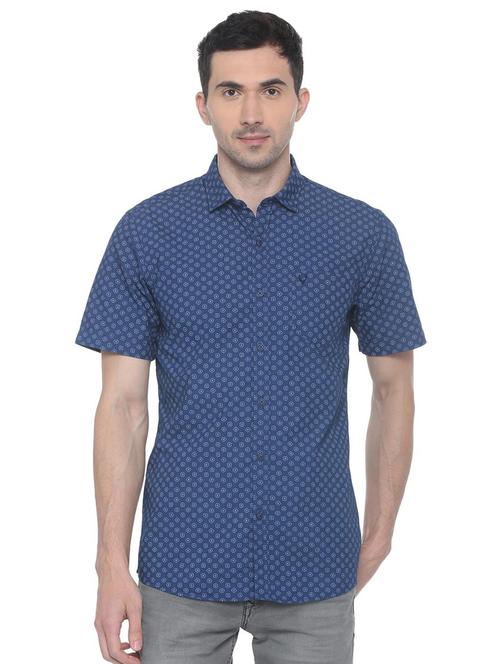 blue printed casual shirt - 16107131 - Standard Image - 1