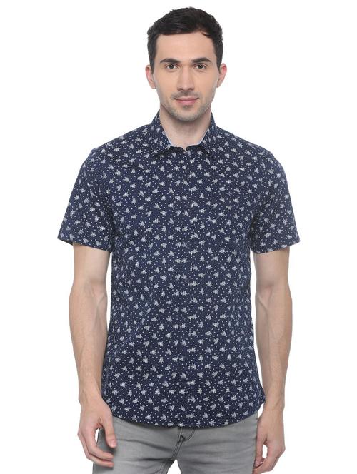 blue printed casual shirt - 16107132 - Standard Image - 1