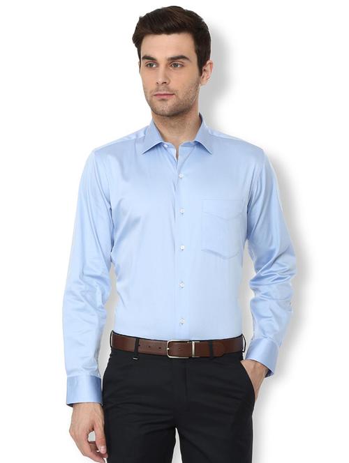 blue solid formal shirt - 16107145 - Standard Image - 1