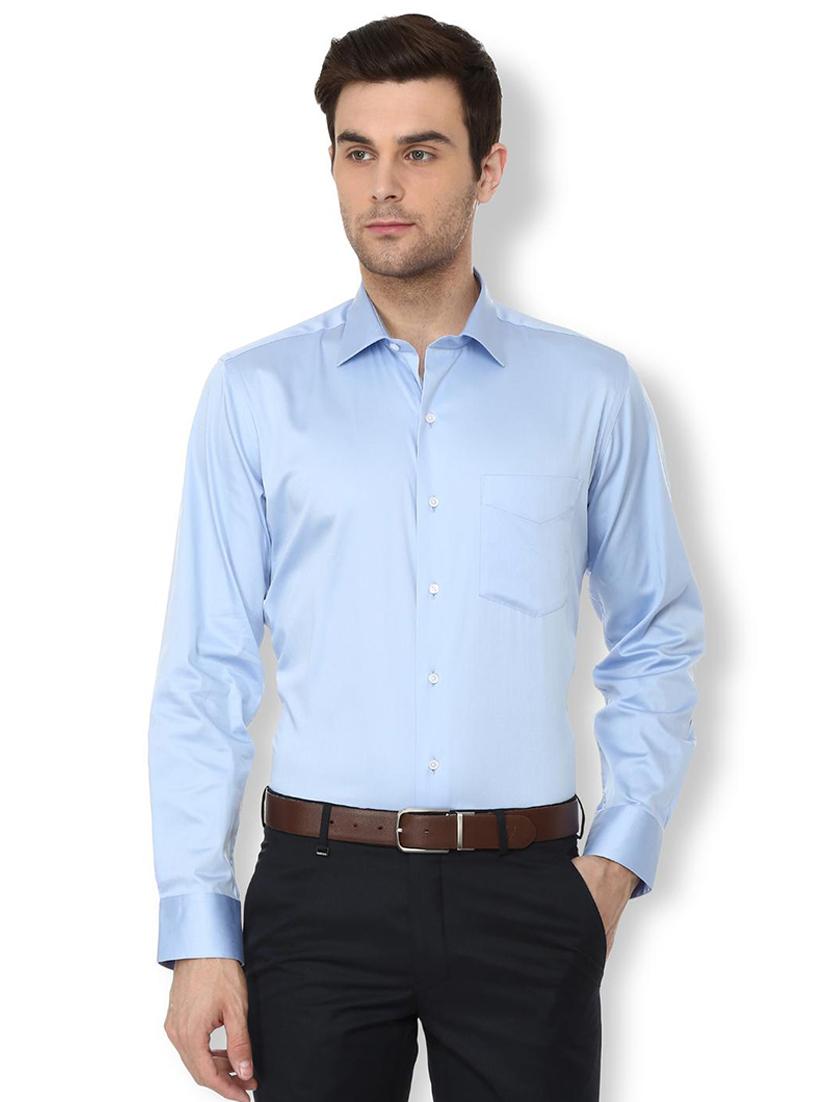 blue solid formal shirt - 16107145 - Zoom Image - 1