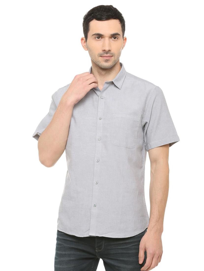 grey solid casual shirt - 16107146 - Zoom Image - 1