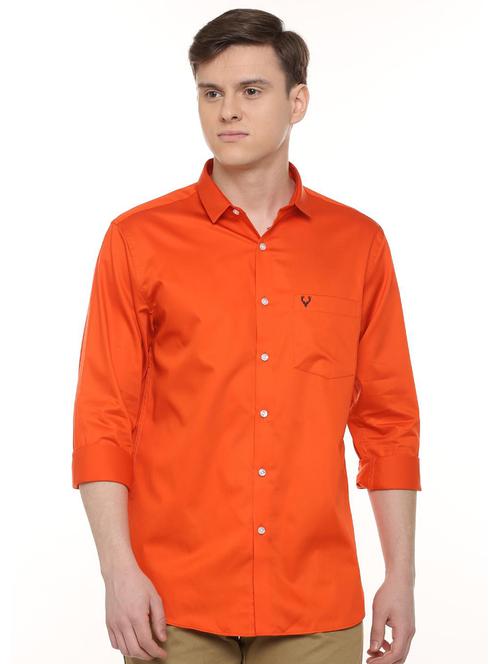 orange solid casual shirt - 16107182 - Standard Image - 1