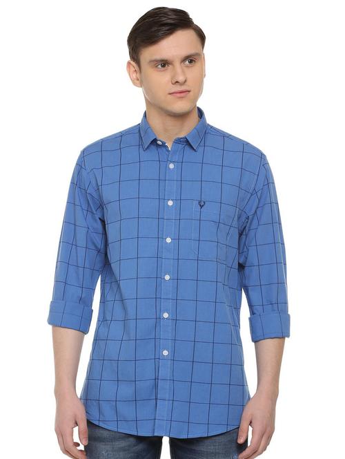 blue checkered casual shirt - 16107205 - Standard Image - 1