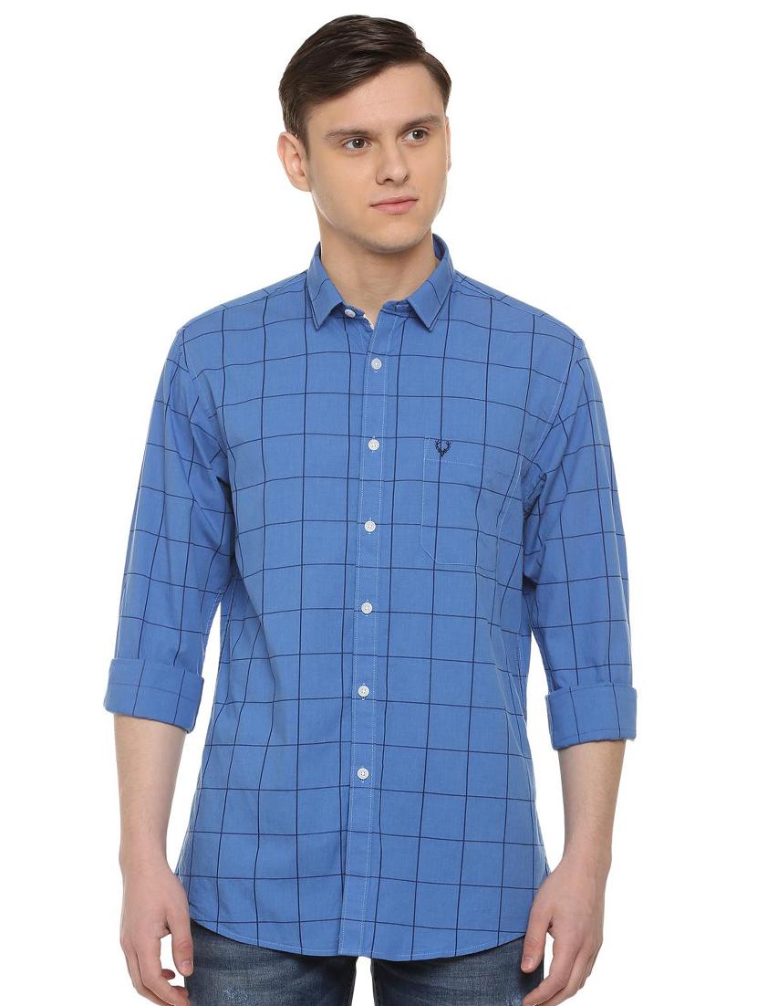 blue checkered casual shirt - 16107205 - Zoom Image - 1
