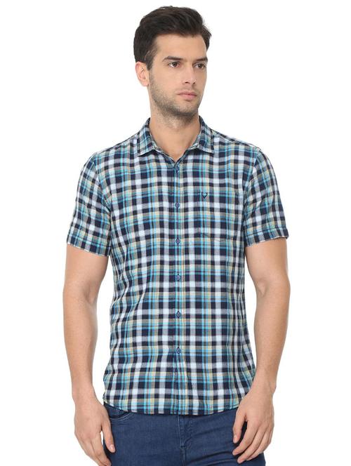 blue checkered casual shirt - 16107215 - Standard Image - 1