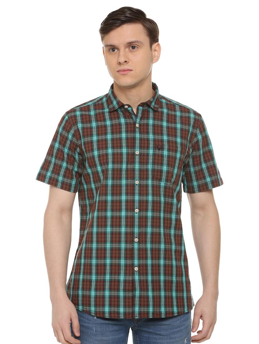 brown checkered casual shirt - 16107225 - Zoom Image - 1