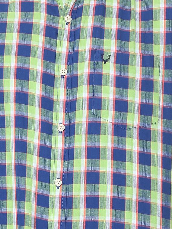 blue checkered casual shirt - 16107250 - Zoom Image - 4