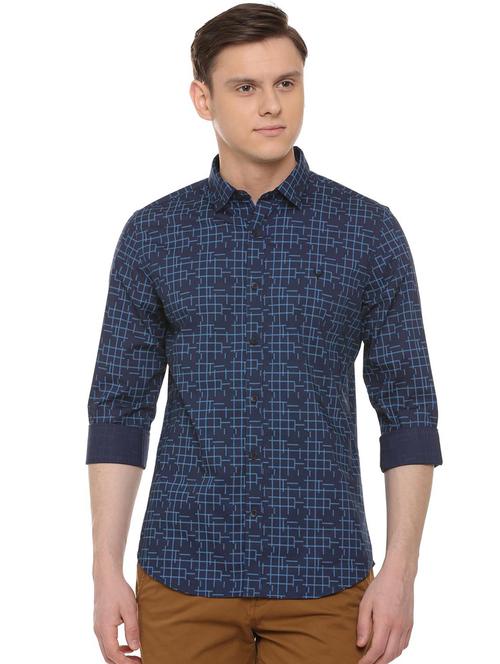 navy blue printed casual shirt - 16107262 - Standard Image - 1