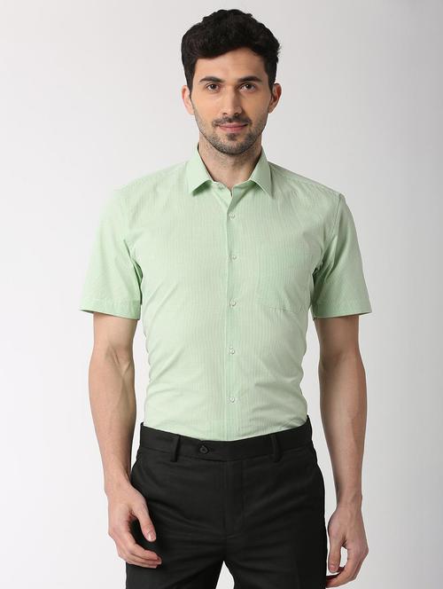green solid formal shirt - 16107285 - Standard Image - 1