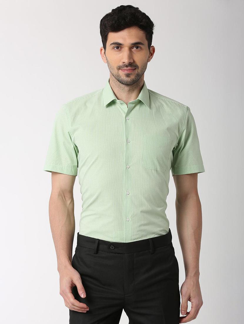green solid formal shirt - 16107285 - Zoom Image - 1