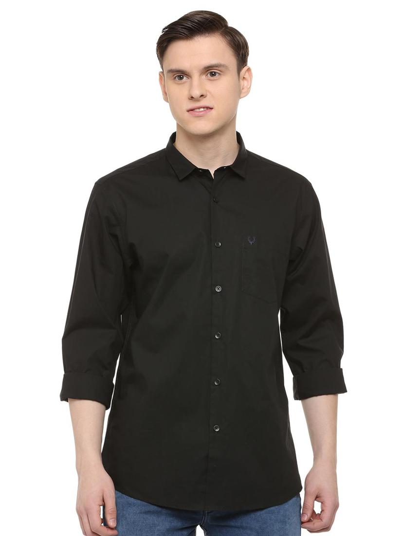 black solid casual shirt - 16107322 - Zoom Image - 1